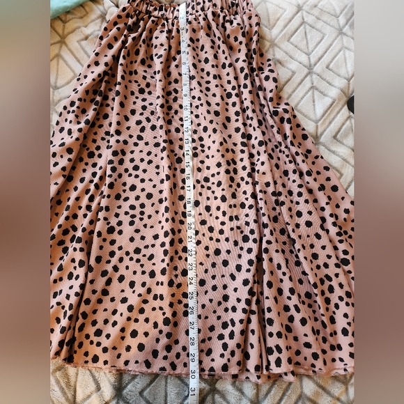 Shein long skirt, black polka dot and mauve, small - Picture 4 of 7